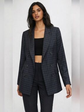 Babaton Samuel Blazer Grid Check Double Breasted Tailored